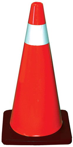 28" Orange outdoor cone with reflective collar