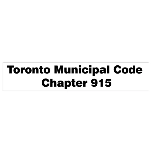 Toronto Municipal Code Chapter 915 Sticker