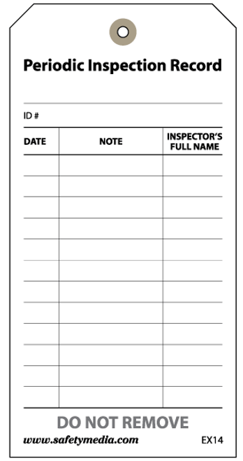 1-Year Periodic Inspection Record Tag, 25/Pkg