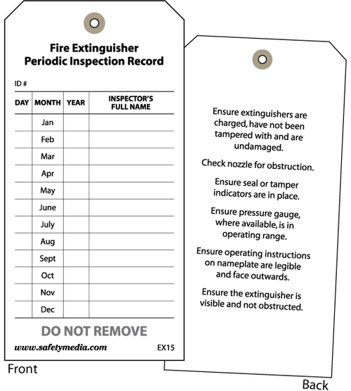1-Year Paper Extinguisher Inspection Tags