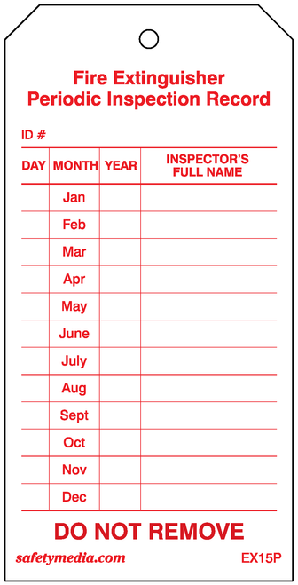 1-Year Plastic Extinguisher Inspection Tags, 25/Pkg