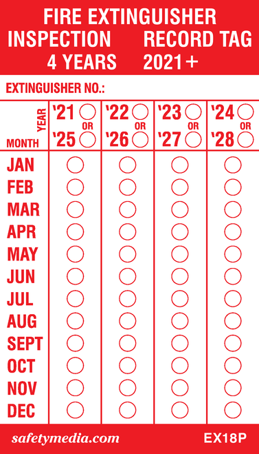 4-Year Plastic Extinguisher Inspection Tags, 25/Pkg