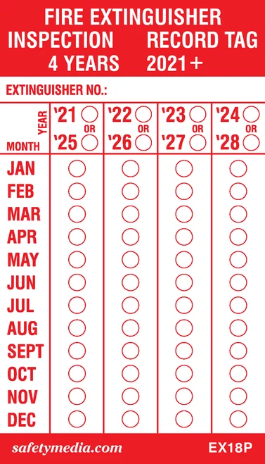 4-Year Plastic Extinguisher Inspection Tags