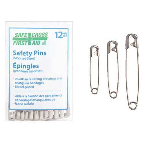 Safety Pins Assorted Sizes, 12/Pkg