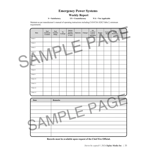 Fire Logbook 291, Canadian