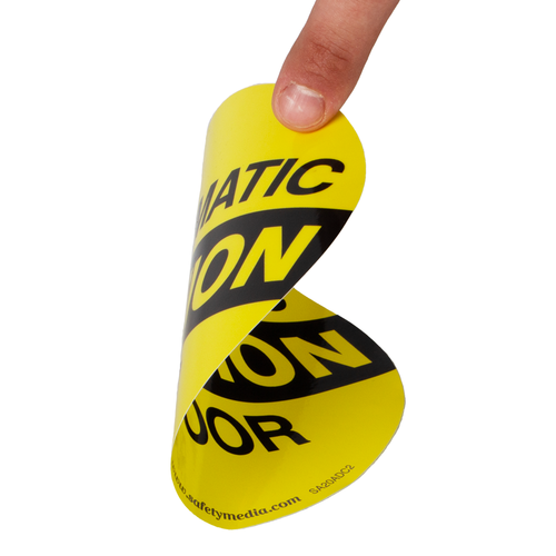 Automatic Door Caution 6" Vinyl Sticker 2-Sided