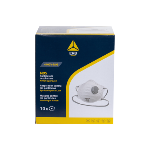 N95 Disposable Respirator Masks with Valve, 10/Box