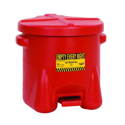 10 Gallon Oily Waste Safety Can with self-closing lid and durable HDPE construction