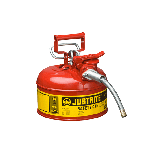 1 Gallon Type II Safety Can with flexible spout for safe storage and dispensing of flammable liquids