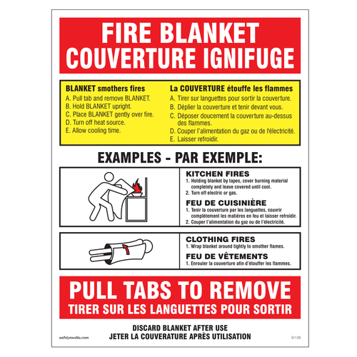 Fire Blanket Instruction Plastic Sign