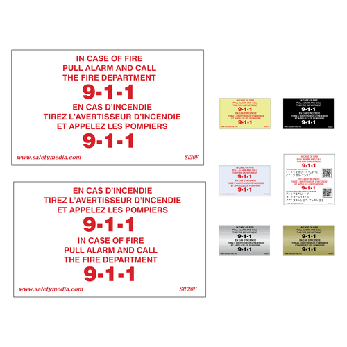 Bilingual In Case of Fire Call 9-1-1 Signs
