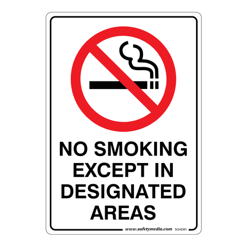 No Smoking Except in Designated Areas Signs