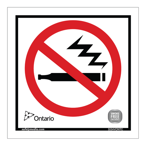 Ontario no vaping symbol vinyl sign for Smoke-Free Ontario compliance.