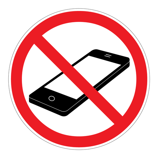 Cell Phones Prohibited Sticker, 5 x 5"
