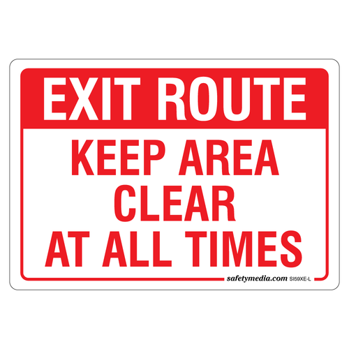 Exit Route, Keep Clear Sticker, 10"W x 7"H
