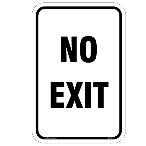 No Exit Sign with bold 'NO EXIT' text on a white rectangular background
