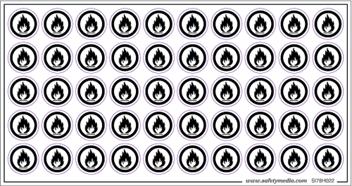 Whmis Hazard Symbol: Flammable/Combust 0.75" Stickers, 50 On 8.5X4.5" Page
