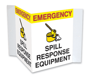 3-Way Projecting Spill Response Equipment Sign