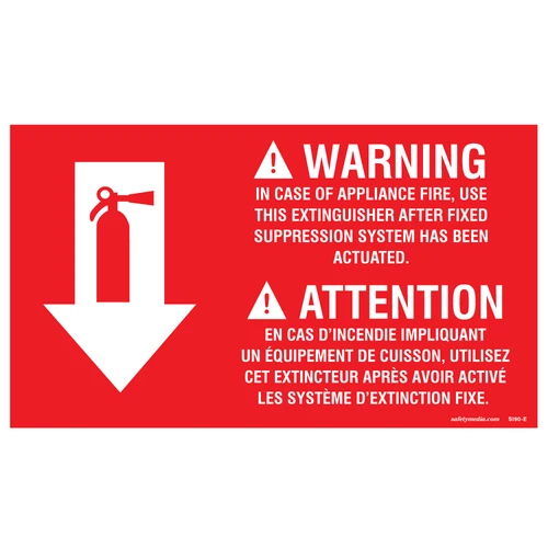 Kitchen Class K fire extinguisher vinyl sticker – bilingual safety label