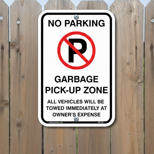 No Parking Garbage Pickup Alum Sign