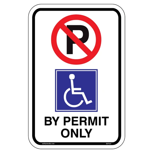 Non-reflective 'No Parking' sign reserved for wheelchair accessible spots by permit only