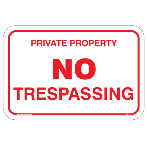 Private Property No Trespassing Sign mounted on a fence