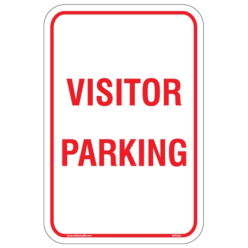 Visitor Parking White Aluminum Sign