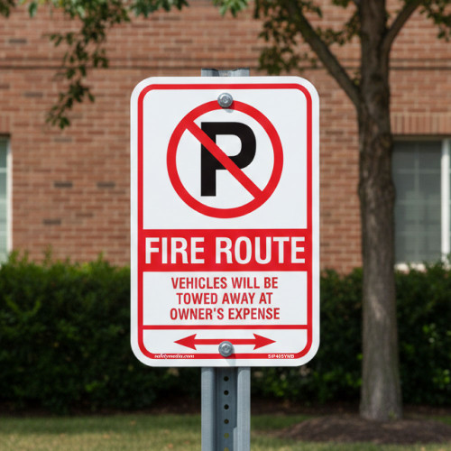 Fire Route Vehicles Towed Away Sign