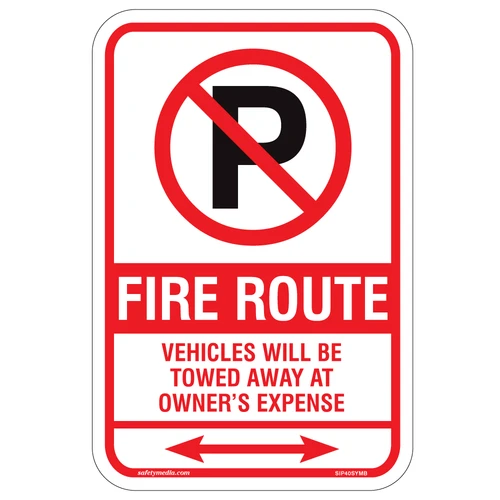 Fire Route Vehicles Towed Away Sign (SIP40SYMB) is a strong deterrent against unauthorized parking in fire routes.