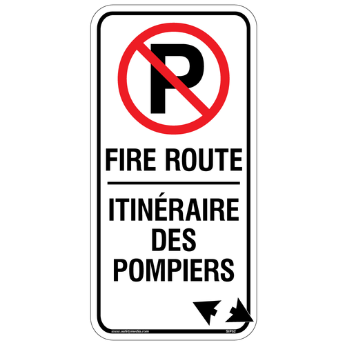 Bilingual Fire Route Aluminum Sign, Ottawa