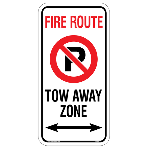 Fire Route No Parking Tow Away Zone Sign