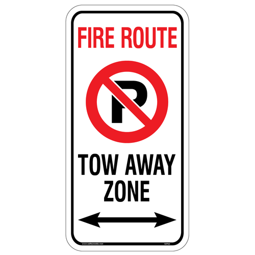 Fire Route No Parking Tow Away Zone Alum Sign