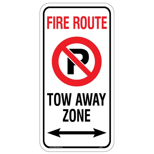 Fire Route No Parking Tow Away Zone Alum Sign