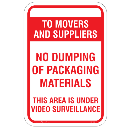 No Dumping of Packaging Materials Sign