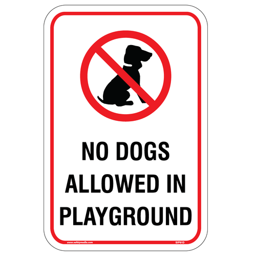 No Dogs In Playground Aluminum Sign
