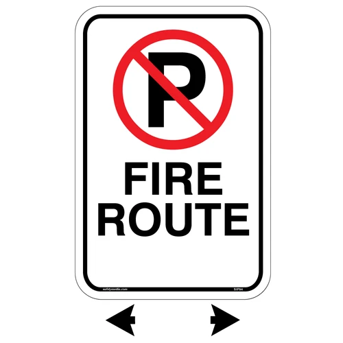 Fire Route No Parking with Arrows Sign directs traffic effectively