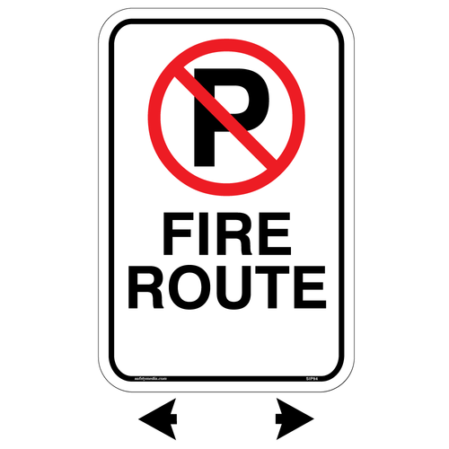 Fire Route No Parking with Arrows Sign directs traffic effectively
