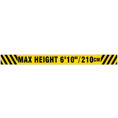 Maximum Height Aluminum Sign with yellow reflective backing and black stripes for parking garages.