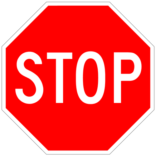 Stop Sign RA-1 mandates drivers to come to a complete stop before proceeding through an intersection