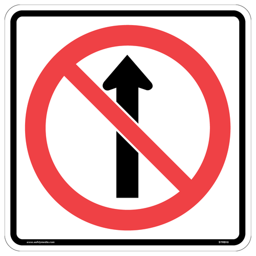 Regulatory No Straight Through Sign RB-10