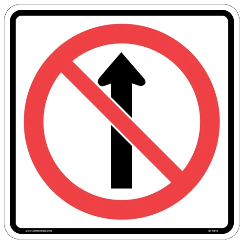 No Straight Through Sign RB-10 forbids straight-through movements