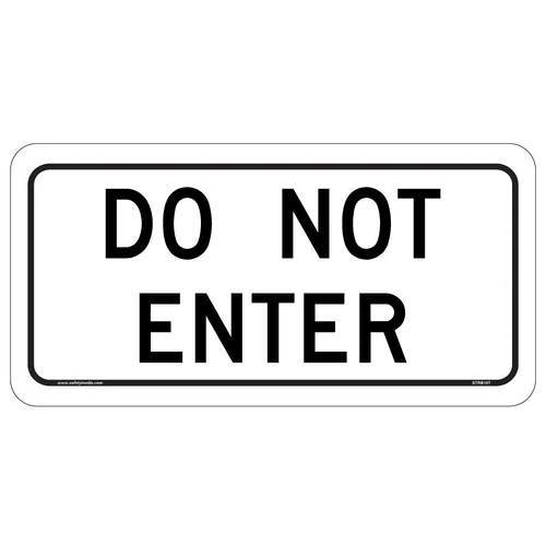Regulatory Do Not Enter Tab Sign RB-19T reinforces the prohibition of vehicles entering a restricted area.