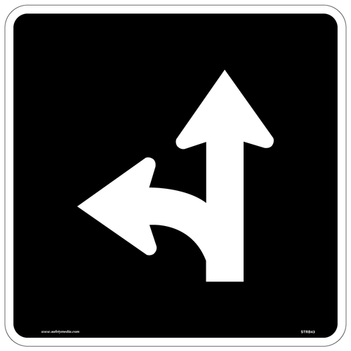 Regulatory Straight Through or Left Turn Only Sign RB-43