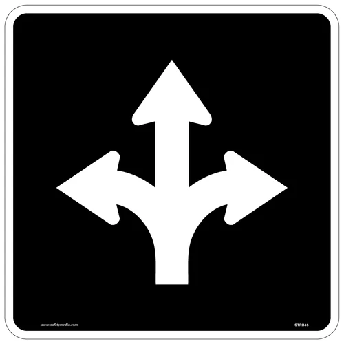 Regulatory All Movements Permitted Sign RB-46 marks a lane that allows left and right turns as well as straight-through movements.