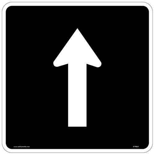 Regulatory Straight Through Only Sign RB-47 specifies a lane exclusively for straight-through traffic.