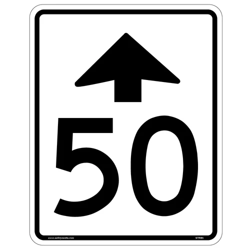 Maximum Speed Ahead Sign RB-5 warns drivers about upcoming areas where the speed limit is significantly lower.