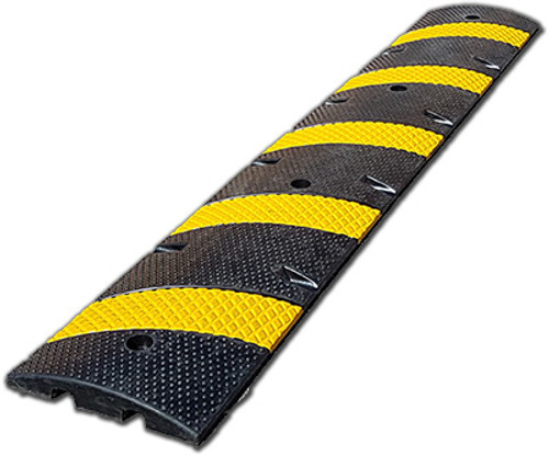Speed Bump - 6FT, Rubber Inlaid Yellow Stripes
