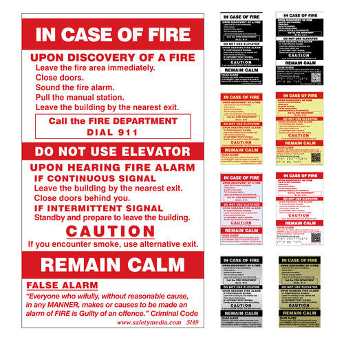 In Case of Fire Two Stage Elevator false Alarm Signs