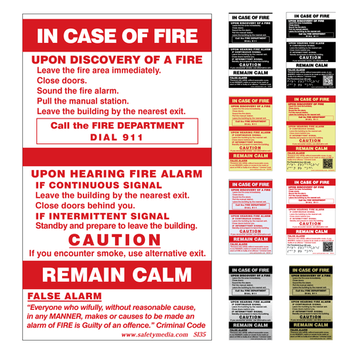 In Case of Fire Two Stage No Elevator false Alarm Signs
