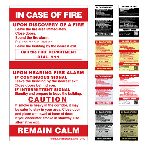 In Case of Fire Two Stage No Elevator Extended Caution Signs In Case of Fire Two Stage No Elevator Extended Caution Signs